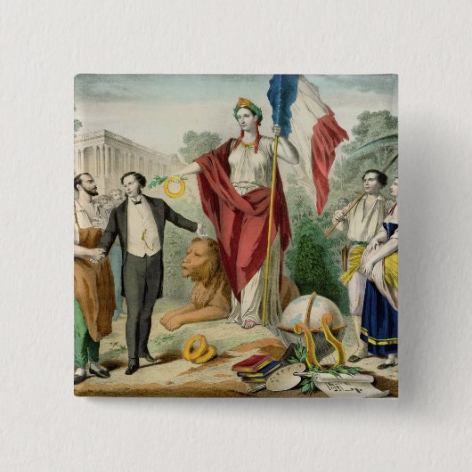 De Franse Republiek Vierkante Button 5,1 Cm (Voorkant)