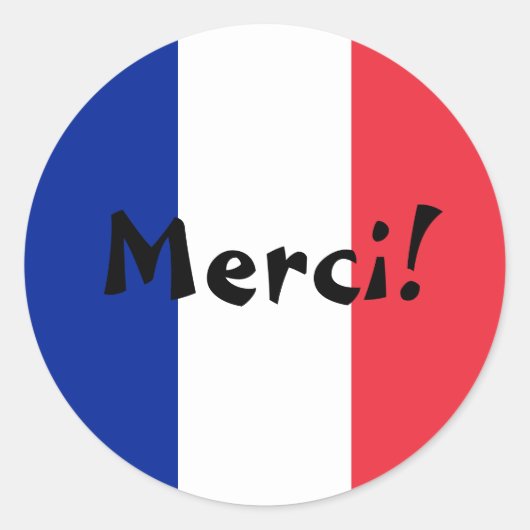 De Franse vlag bedankt Merci! Ronde Sticker (Voorkant)