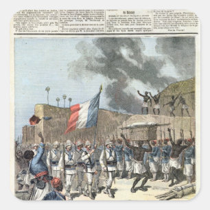 De Franse vlag die Abomey ingaat Vierkante Sticker
