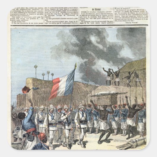 De Franse vlag die Abomey ingaat Vierkante Sticker (Voorkant)