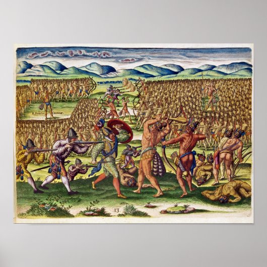 De Fransen helpen de Indiërs in strijd Poster (Voorkant)