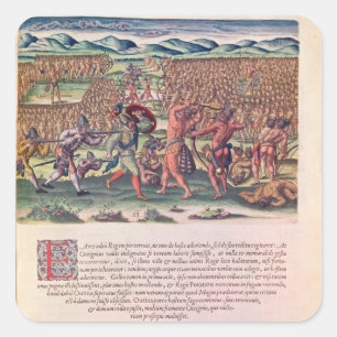 De Fransen helpen de Indiërs in strijd Vierkante Sticker