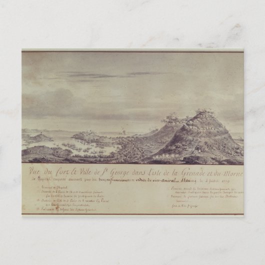 De Fransen veroveren Grenada, 1779 Briefkaart (Voorkant)