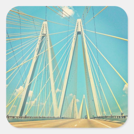 De Fred Hartman Bridge Vierkante Sticker (Voorkant)