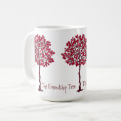 De Friendship Tree - Cranberry en White Mok (Voorkant links)
