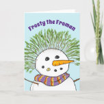 De Froman Funny-kerst bevrijden Feestdagen Kaart<br><div class="desc">Als je van Frosty de Snowman houdt en een geweldig gevoel van humor hebt, spuit je dit jaar een goede lach uit aan familie en vrienden met je eigen gepersonaliseerde, grappige kerstkaarten! De unieke, leuke illustratie van Raphaela Wilson schildert Frosty af met een geweldig kapsel van de pijnboomtakken. Aan de...</div>