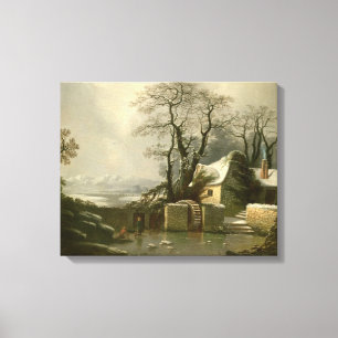 De "Frozen Mill Race" Canvas Afdruk