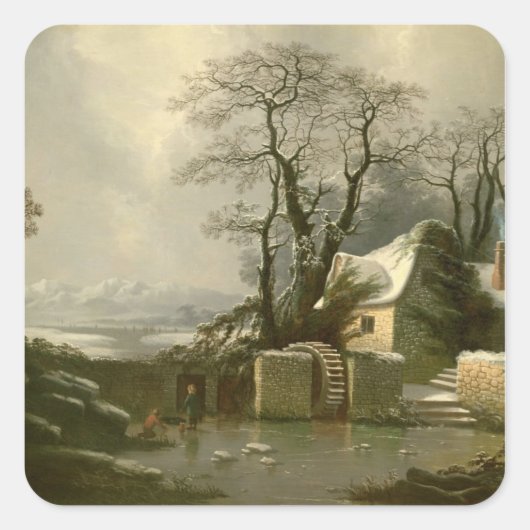 De "Frozen Mill Race" Vierkante Sticker (Voorkant)