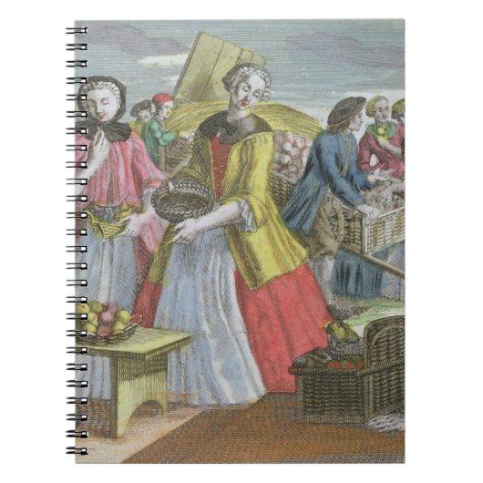 De fruitmarkt (gekleurde gravering) notitieboek (Voorkant)