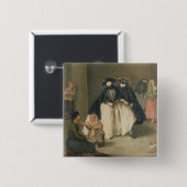 De fruitverkoper vierkante button 5,1 cm (Voorkant /achterkant)