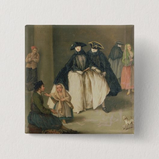 De fruitverkoper vierkante button 5,1 cm (Voorkant)