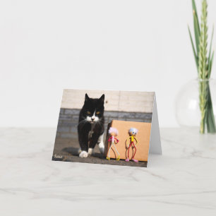 De Fubby's verstoppen zich voor de kat Ping. Bedankkaart