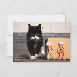 De Fubby's verstoppen zich voor de kat Ping. Bedankkaart