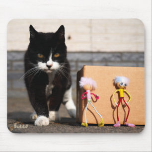De Fubby's verstoppen zich voor de kat Ping. Muismat