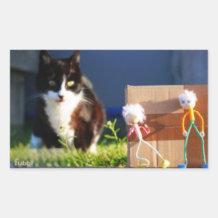 De Fubby's verstoppertje spelen met Kat Ping. Rechthoekige Sticker