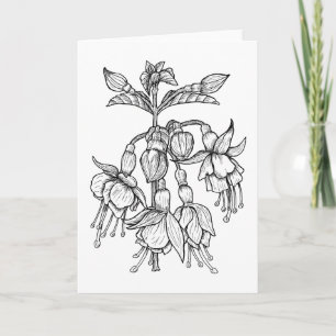 De fuchsiakleurig Bloemen kleuren het zelf Kaart