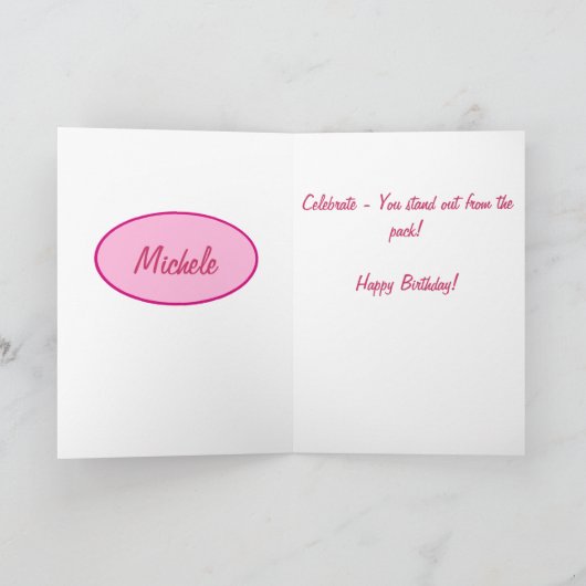 De fuchsiakleurig Roze Douane van de Verjaardag Kaart (Binnen)