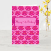 De fuchsiakleurig Roze Parijse Gelukkige 21ste Kaart (Gele Bloem)