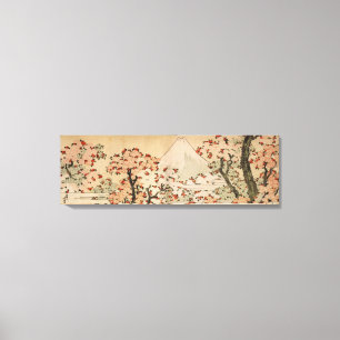 De Fuji achter kerenbomen, bloemen van Hokusai Canvas Afdruk