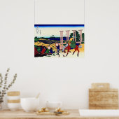 De Fuji vanuit Senju in de provincie Musachi Hokus Poster (Keuken)