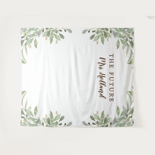 De Future Mrs Greenery Bruidsdouche spandoek Wandkleed (Voorkant (horizontaal))