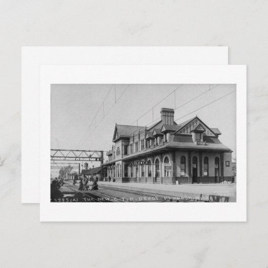 De G.T.R. Railroad Depot - Louis Pesha Briefkaart (Voorkant / Achterkant)