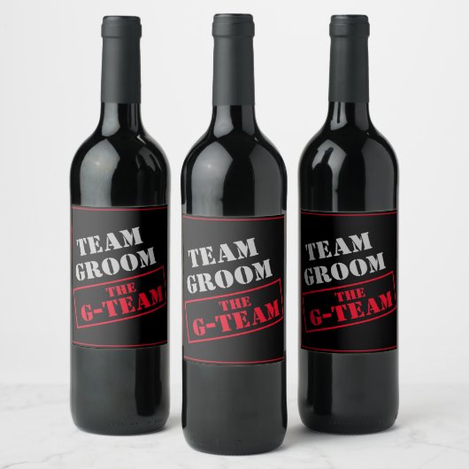 De G-Team Bruidegom Groom Wijn Etiket (Flessen)