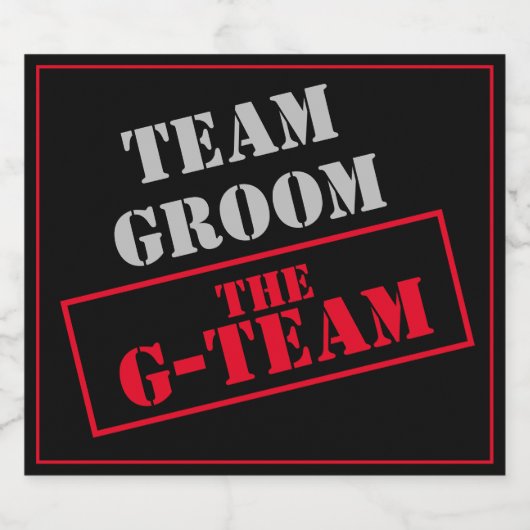 De G-Team Bruidegom Sparkling Wijnetiket (Enkel label)