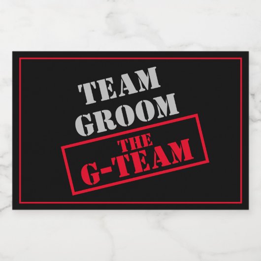 De G-Team Bruidsjonker Sparkling Wijnetiket (Enkel label)