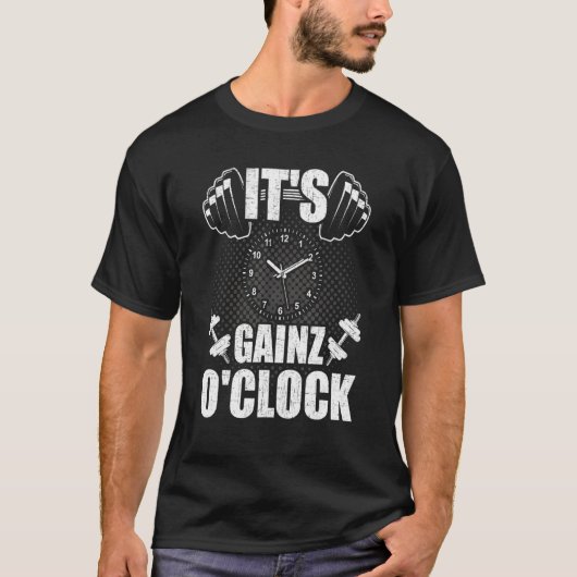 De Gainz Oclock Bodybuilding Weighthijwerkou T-shirt (Voorkant)