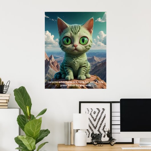 De galactische avonturen van Green Kitten Poster (Thuiskantoor)