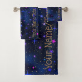 De galaxy sterren Midnight Blue Bath set Bad Handdoek (Insitu)