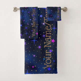 De galaxy sterren Midnight Blue Bath set Bad Handdoek