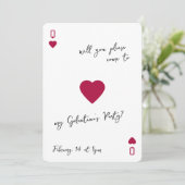 De Galentines Club Queen Of Hearts Uitnodiging (Staand voorkant)
