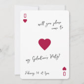 De Galentines Club Queen Of Hearts Uitnodiging (Voorkant)