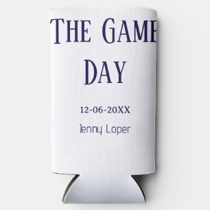 de game day voetbalclub wedstrijd naam jaar datum seltzer blikjeskoeler