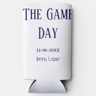 de game day voetbalclub wedstrijd naam jaar datum seltzer blikjeskoeler