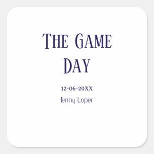de game day voetbalclub wedstrijd naam jaar datum vierkante sticker