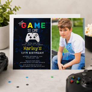 De Game Is Aan! Aangepaste foto videogame verjaard Kaart