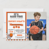 De Game Time Basketbal Verjaardagsfeestfoto Kaart (Voorkant)