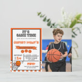 De Game Time Basketbal Verjaardagsfeestfoto Kaart (Staand voorkant)