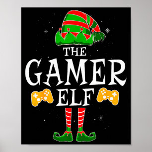 De Gamer Elf Groep Matching Familie Kerstmis Holi Poster