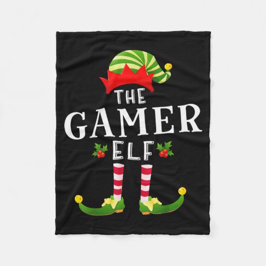 De Gamer Elf Kerst Matchende Pyjama Fleece Deken (Voorkant)