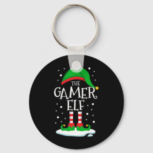 De gamer Elf-kerstfamilie komt overeen met de kers Sleutelhanger