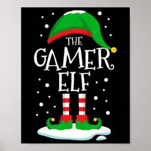 De Gamer Elf Kerstmis Familie Matching Xmas Video Poster