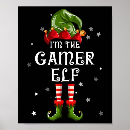De Gamer Elf Leuke Kerstmis Bijpassende Familie Poster (Voorkant)