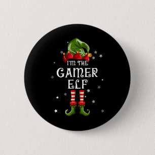 De Gamer Elf Leuke Kerstmis Bijpassende Familie Ronde Button 5,7 Cm