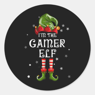 De Gamer Elf Leuke Kerstmis Bijpassende Familie Ronde Sticker