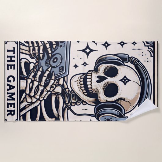 De Gamer Skelet Tarotkaart Strandlaken (Voorkant)