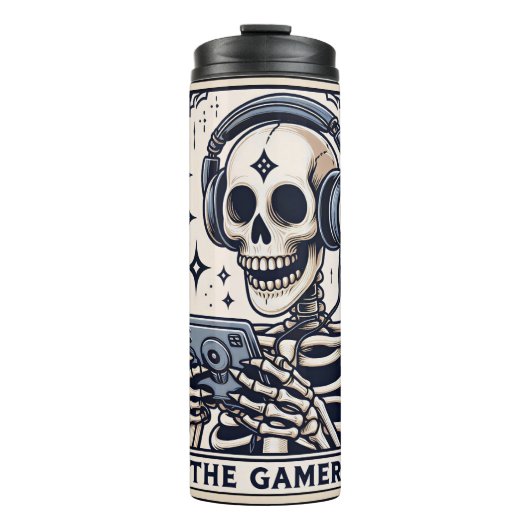 De Gamer Skelet Tarotkaart Thermosbeker (Voorkant)